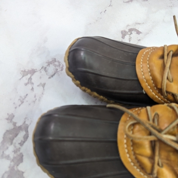 LL Bean Duck Boots Size 8 Women Maine Hunting Shoe Low Ankle Tan Brown - Picture 9 of 11